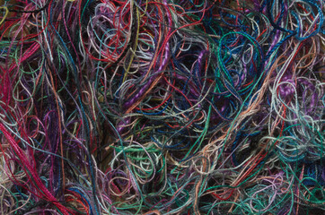 Jumble of mixed colored threads