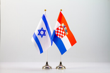 State flags of Israel and Croatia on a light background. Flags of states.