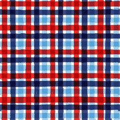 Plaid check patten. Seamless vector tartan texture print. dark navy, blue, red and white watercolor stripes, checkered male graphic background.