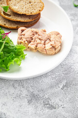 Cod liver fresh seafood healthy meal food diet snack on the table copy space food background rustic
