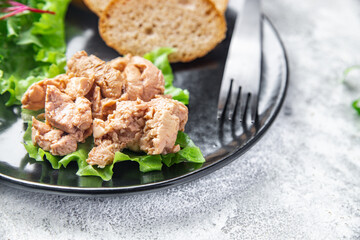 Cod liver fresh seafood healthy meal food diet snack on the table copy space food background rustic