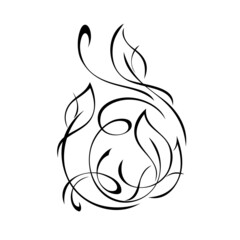 ornament 2108. stylized twig with leaves and curls. graphic decor