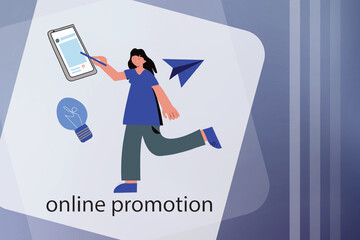 2d illustration online promotion concept
