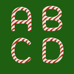 Candy cane alphabet - letters A-D
