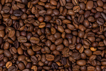 Fototapeta premium Full screen coffee beans. Large serving of caffeine.