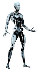 3D Rendering Male Robot on White