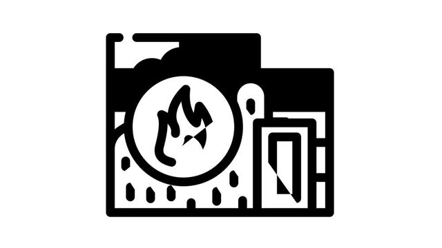 flame proof building material animated line icon flame proof building material sign. isolated on white background