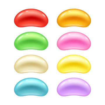Round colorful jelly beans set. Sweet candies.