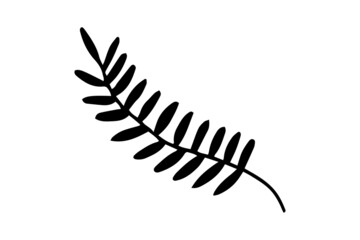 Abstract leaves and flowers doodle set vector illustration