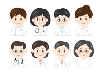 医療従事者の上半身イラストセット