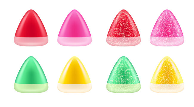 Triangle Colorful Jellies Set. Sweet Soft Candies.