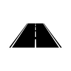 Road icon. Black silhouette. Top front view. Vector simple flat graphic illustration. The isolated object on a white background. Isolate.