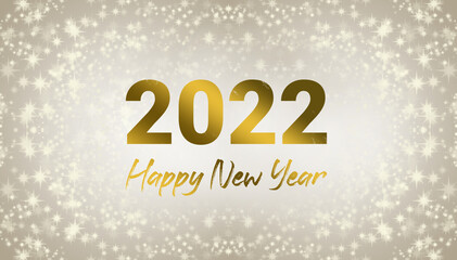Naklejka na ściany i meble Happy New Year 2022. Golden numbers with sparkles on a golden background. Illustration