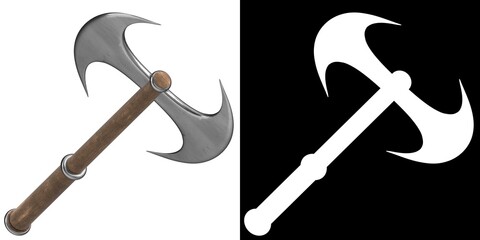 3D rendering illustration of a battle axe
