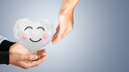 Couple hands holding paper cut heart, family insurance, world heart day, health care, love,