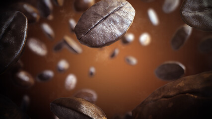 Coffee seed in the air.