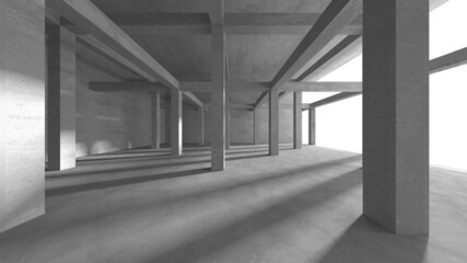 Abstract architecture background. Empty rough concrete interior