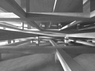 Abstract architecture background. Empty rough concrete interior