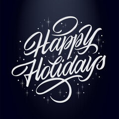 Happy Holidays vector text for the Christmas holiday. Design poster, greeting card, party invitation. Vector illustration.