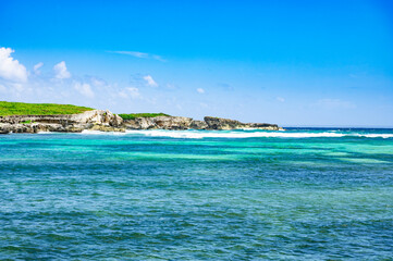 Fototapeta premium uninhabited island in the caribbean and atlantic ocean on the border