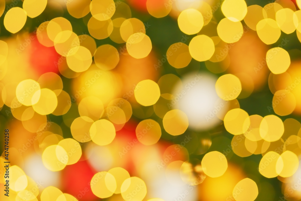 Poster defocusing effect in the form of bright yellow circular bokeh. bokeh on the background of a blurred 