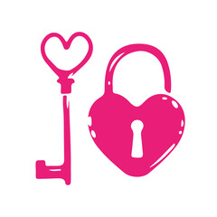 key and lock heart shaped icon vector illustration