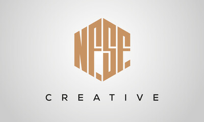 creative polygon NFSF letters logo design, vector template