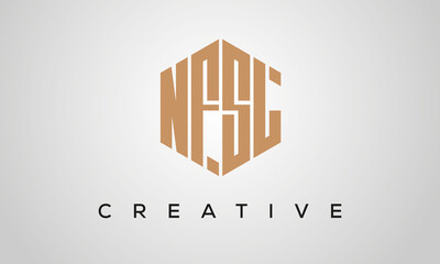 creative polygon NFSL letters logo design, vector template