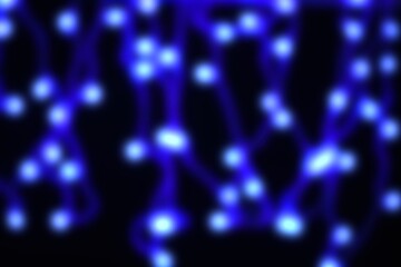 Abstract blurred glittering shine bulbs lights background, Christmas wallpaper decorations concept.