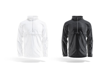 Blank black and white windbreaker mockup, front view © Alexandr Bognat