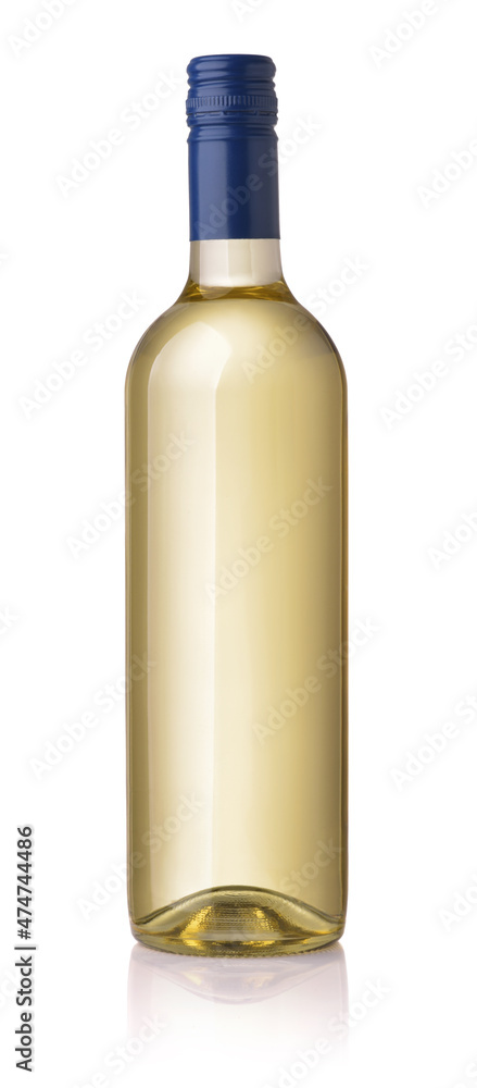 Wall mural front view of unlabeled white wine bottle