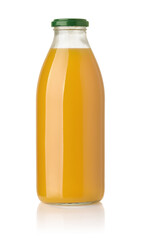 Glass bottle of mango juice