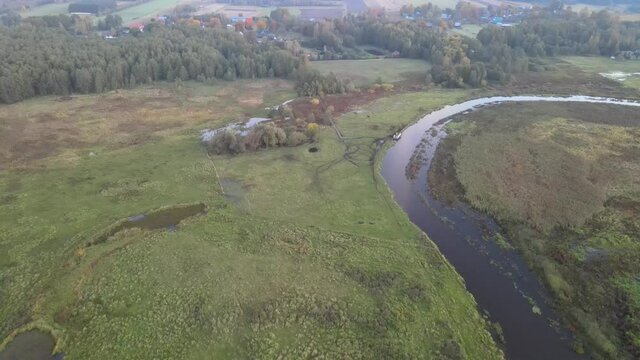 Sunrise in the Narew valley in autumn