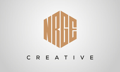 creative polygon NRGE letters logo design, vector template