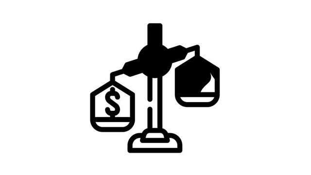 choosing between conscience and money animated line icon choosing between conscience and money sign. isolated on white background