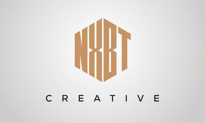 creative polygon NXBT letters logo design, vector template