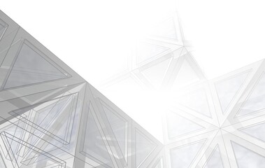 abstract architecture digital drawing 3d illustration