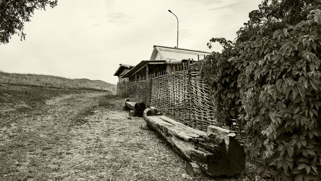 Krasnodar Territory. Taman. Old houses in the Cossack village