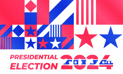 Fototapeta na wymiar 2024 United States of America Presidential Election banner. Election banner Vote 2024 with Patriotic Stars. November 5. 