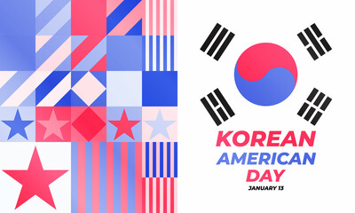 Korean American Day. January 13. Poster, card, banner, background, T-shirt design. 