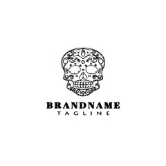 day of the dead symbol logo icon cartoon design template black isolated vector illustration