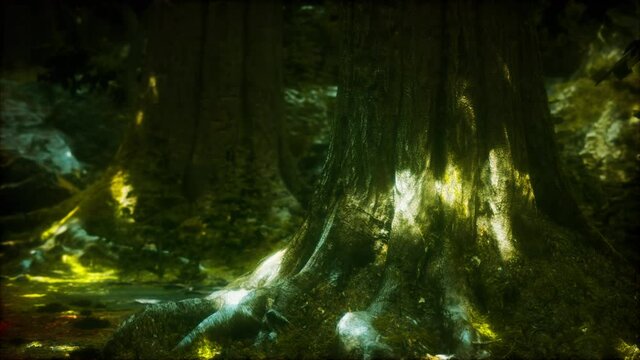 beautiful green moss on the floor and trees
