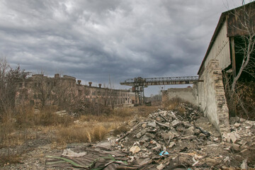 Ruined building of an abandoned building made of bricks