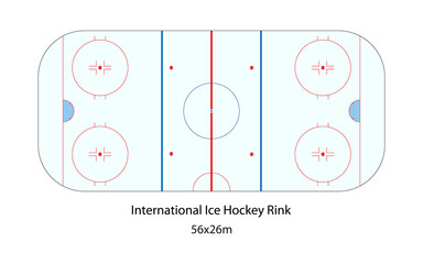 Fototapeta na wymiar Ice hockey rink top view. International sport arena for championship