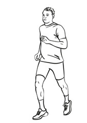 Sketch of running man, Hand drawn vector linear illustration