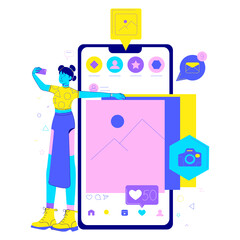 A girl shoots a story