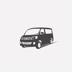 vector minibus  simple silhouette.eps 10. - obrazy, fototapety, plakaty