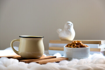 cup of coffee with biscuit