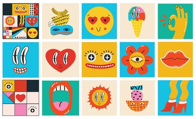 Set of vector posters or event banner. Couple on the background of the heart. Valentine's day posters, valentines with abstract, geometric background.