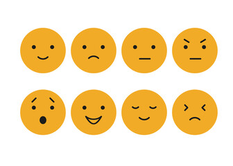 Fototapeta premium a set of emoticons with different moods, different facial expressions. emotions of the character. emoticons for communication on the Internet social network